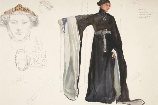 理查二世(黑色)，亨利·欧文1898年计划制作的理查二世服装草图