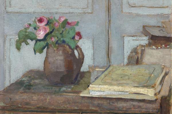 艺术家的颜料盒和苔藓玫瑰(The Artist's Paint Box and Moss Roses )