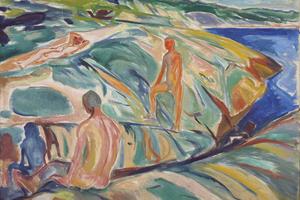 在岩石上沐浴的男人(Bathing Men on Rocks )