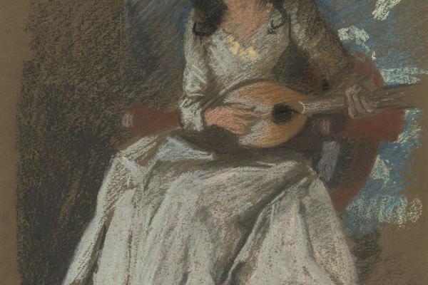 女子弹奏曼陀林研究(Study of lady playing mandolin)