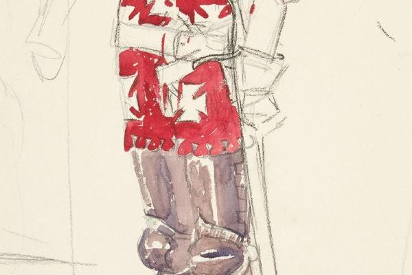 伯克利，亨利·欧文《理查德二世的计划制作》的服装素描
