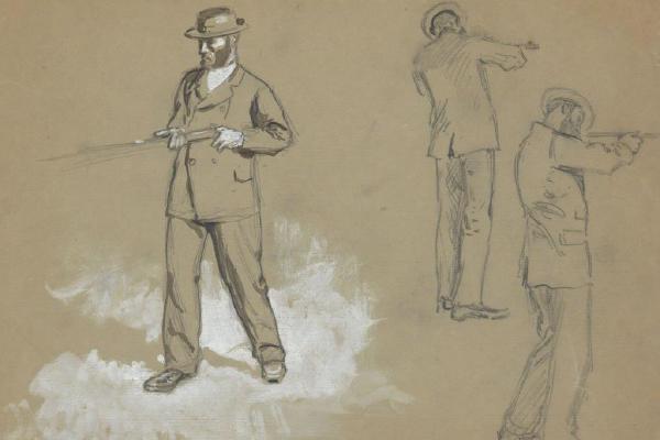 三幅持枪男子的素描(Three Sketches of a Man with a Gun)