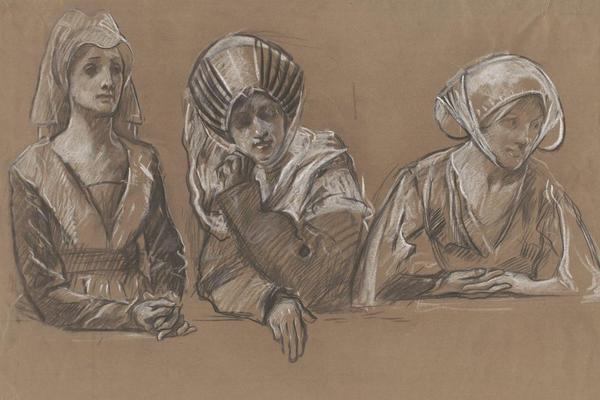 为皇家交易所研究3名女性。(Studies of 3 women for the Royal Exchange. )