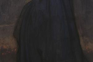 学习。穿蓝斗篷的男人，月光(Study. Man in blue cloak, moonlight)