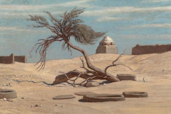 前往埃及阿尔马诺的路上的树和坟墓(Tree and Graves on the Way to Tel El Armano, Egypt )