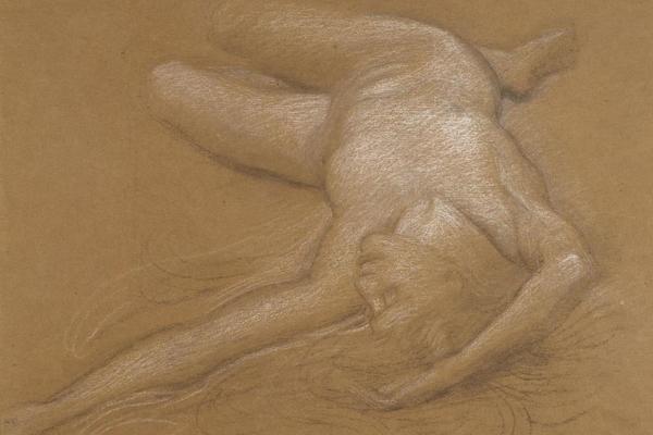 一位裸女卧在暴风雨中的洞穴中的研究(Study Of A Reclining Nude Girl For The Cave Of The Storm Nymphs)