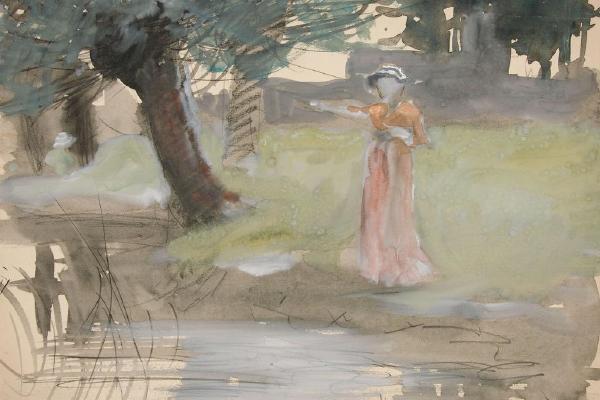 站在河边的女人(Woman standing by a riverbank)