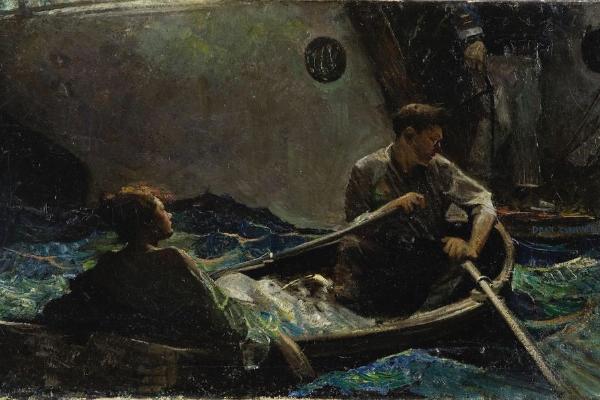 一对夫妇乘坐划艇(Couple in a Rowboat )