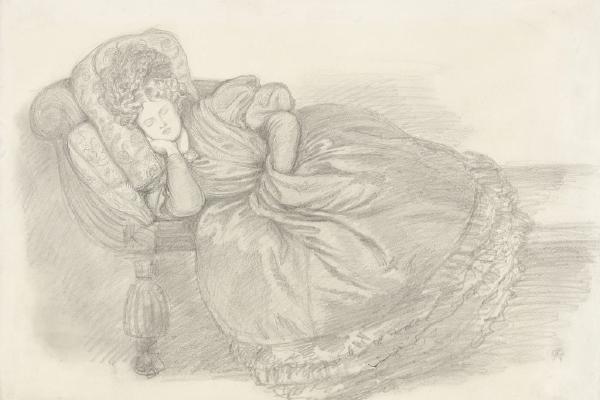 范妮·康福斯睡在躺椅上的研究(Study of Fanny Cornforth, asleep on a chaise-longue )