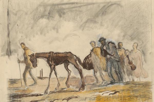 石版画难民研究(Study for the Lithograph Refugees )