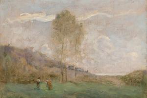 斜坡附近的秋天景色，有两个人物(Paysage D'automne Près D'une Cote, Avec Deux Personnages)