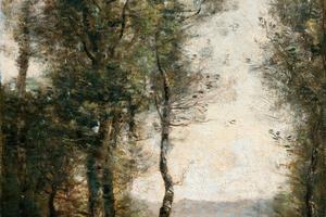 清澈的木质景观中有牛(Wooded Landscape with Cows in a Clearing )