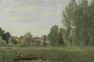 螳螂的周围，隐藏在河边灌木里的小房子(Environs De Mantes, Petites Habitations Cachées Dans Les Arbes Près Du Bord De L'eau)