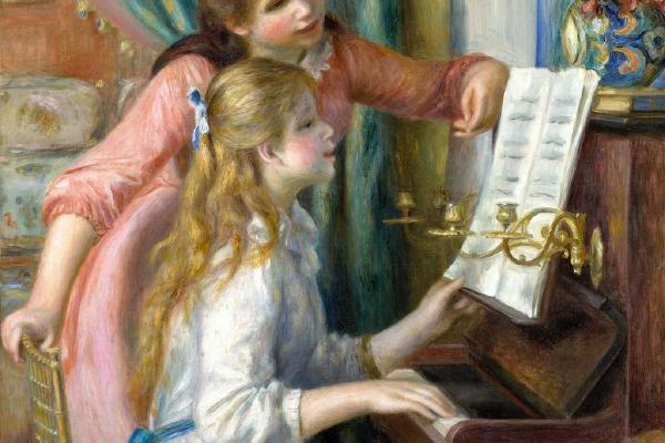 钢琴上的两个年轻女孩(Two Young Girls at the Piano )