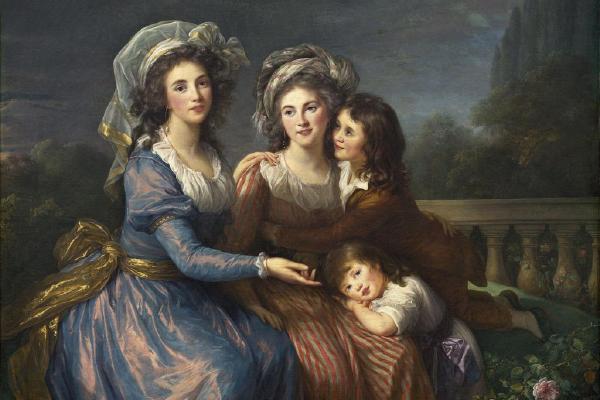 佩扎伊侯爵和红侯爵及其儿子亚历克西斯和阿德里安(The Marquise de Pezay,and the Marquise de Rougé with Her Sons Alexis and Adrien )