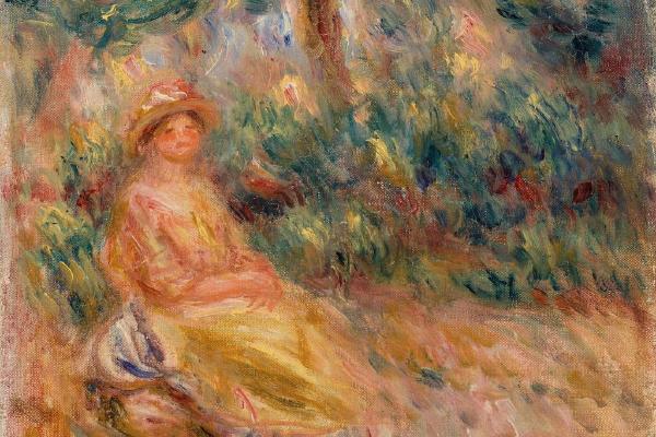 女人在粉红色和黄色的风景(Woman in Pink and Yellow in a Landscape )