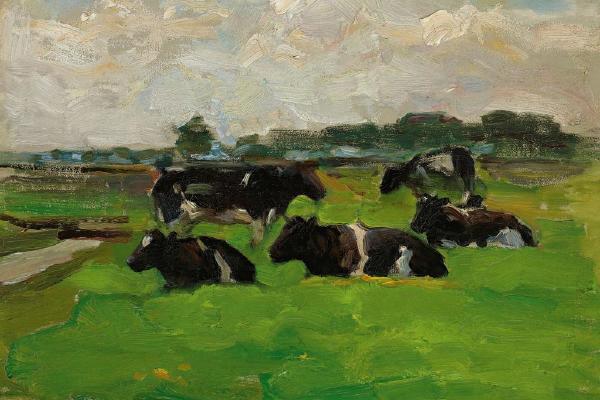 五头奶牛(Polder Landscape With Group Of Five Cows )