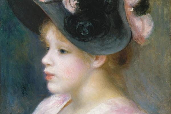 戴着粉黑相间帽子的年轻女孩(Young Girl in a Pink-and-Black Hat )