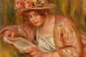 安德烈戴着帽子，在看书(Andrée in a Hat, Reading )