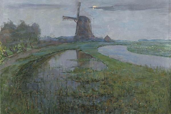 月光下盖因河的磨坊(Oostzijdse Mill along the River Gein by Moonlight )