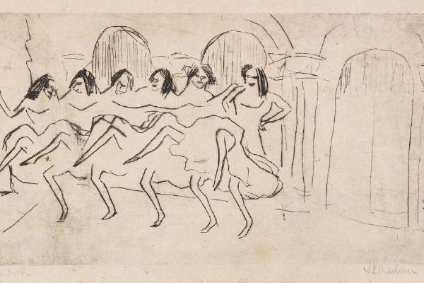 六位舞者在拱门装饰前(Sechs Tanzerinnen vor Bogendekoration )