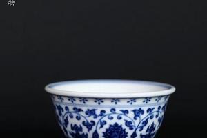 愚拙造物青花缠枝莲压手杯品茶杯单杯