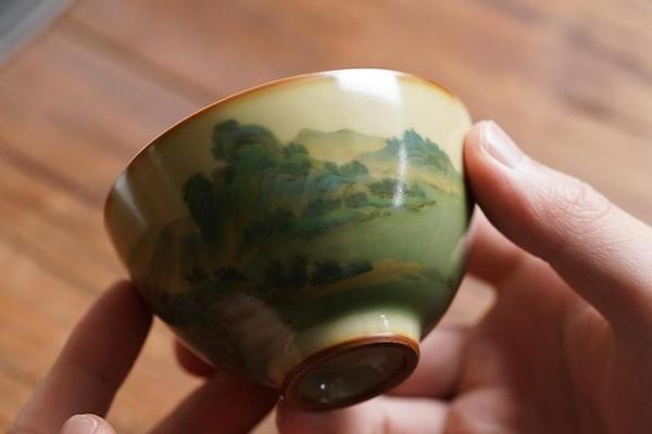 谢小金五彩千里江山图杯一