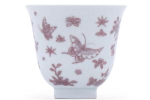 二亭釉里红蝶恋花杯