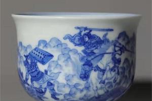 青花大战长坂坡炉式杯