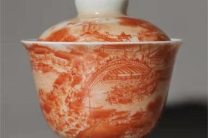 矾红清明上河图二才盖碗