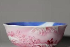玛瑙红青花雪景山水普洱杯