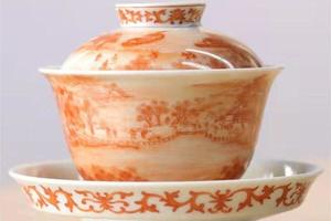 微画矾红清明上河图三才盖碗