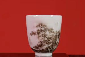 艺林堂墨彩山水临松观涛月梢杯闻香杯