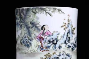 艺林堂粉彩李清照大笔筒