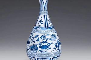 皇窑仿元青花鸳鸯莲池纹玉壶春