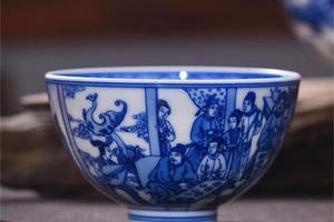 朴真堂青花韩熙载夜宴图杯