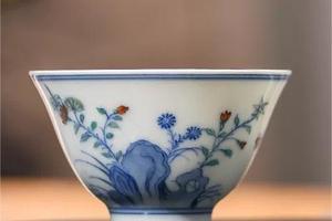 朴真堂青花斗彩三秋杯