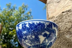 朴真堂青花柴烧108将鸡心杯