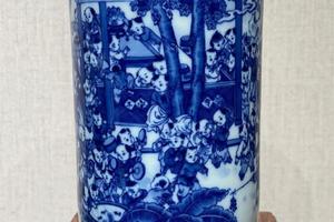 朴真堂柴窑青花笔筒