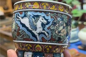 青花敦煌翼马杯