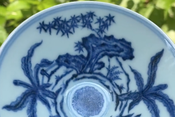仿明青花斗笠杯