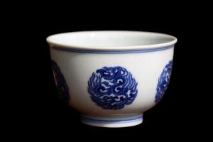 赏瓷观窑青花团凤墩式杯