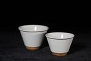 赏瓷观窑白釉酒杯(两只装）