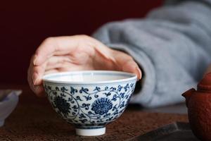 快雪時晴青花缠枝纹鸡心碗