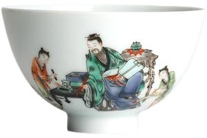快雪時晴古彩人物羲之爱鹅鸡心杯