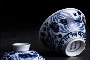 快雪时晴梵文鱼藻纹无托盖碗