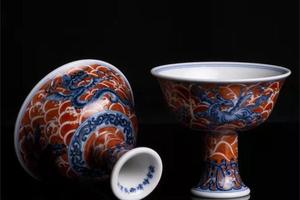 快雪时晴斗彩海水瑞兽高足杯