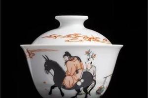 快雪时晴古彩人物钟馗夜行图二才盖碗