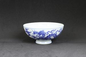 陶人临古青花双龙杯