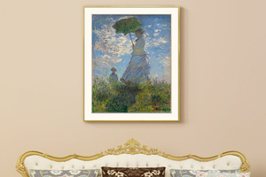 莫奈-撑阳伞的女子 博物馆级复刻版画 客厅装饰画餐厅玄关挂画